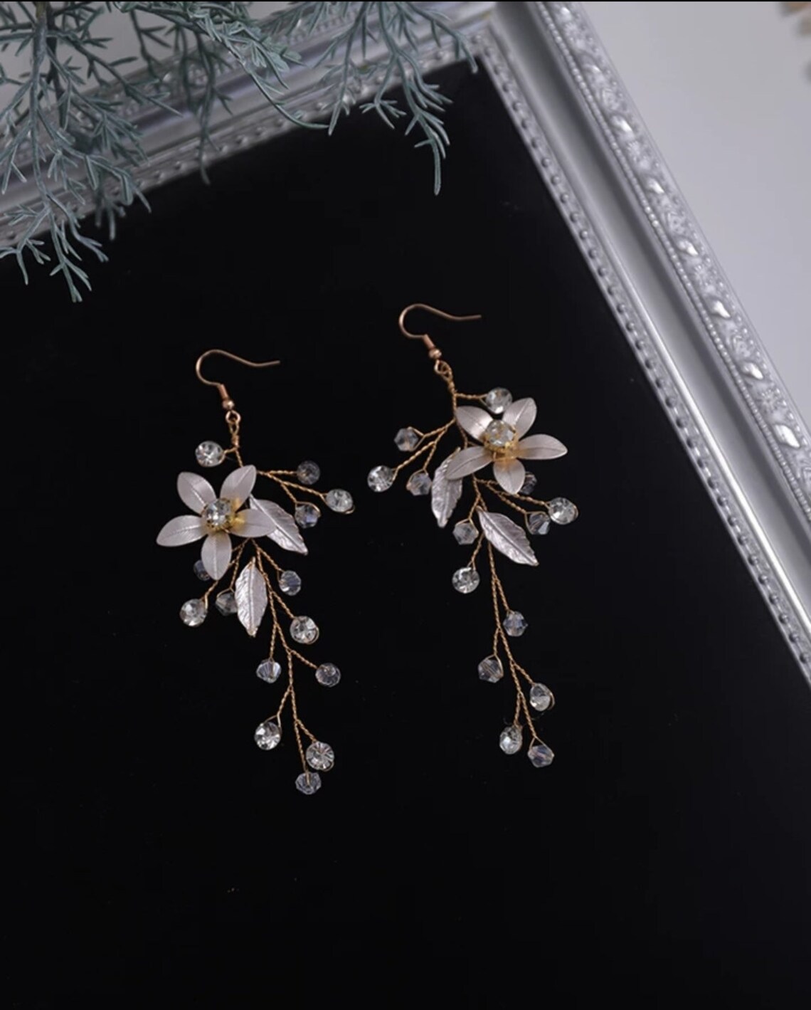 Silver Earrings (Floral Design)